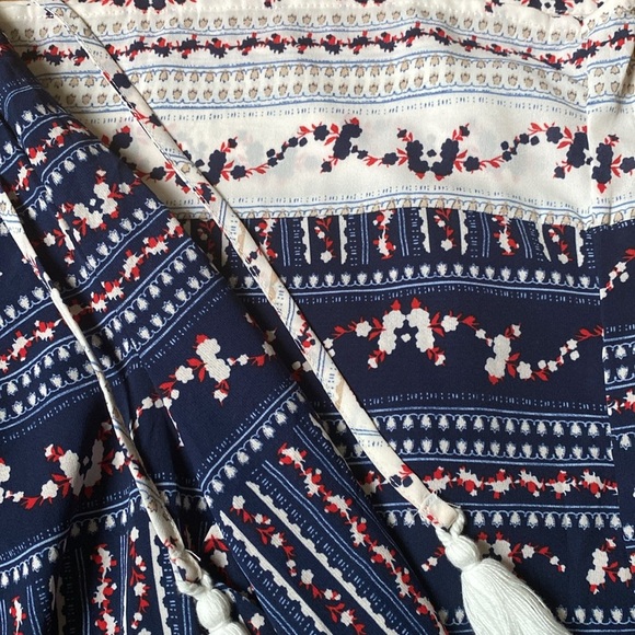 Wide leg multi-colored drawstring waist loose flowy pants - Picture 10 of 12